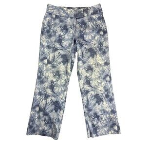 INC Stretch International Concepts Blue Floral Cropped Pants Size 6P Preppy